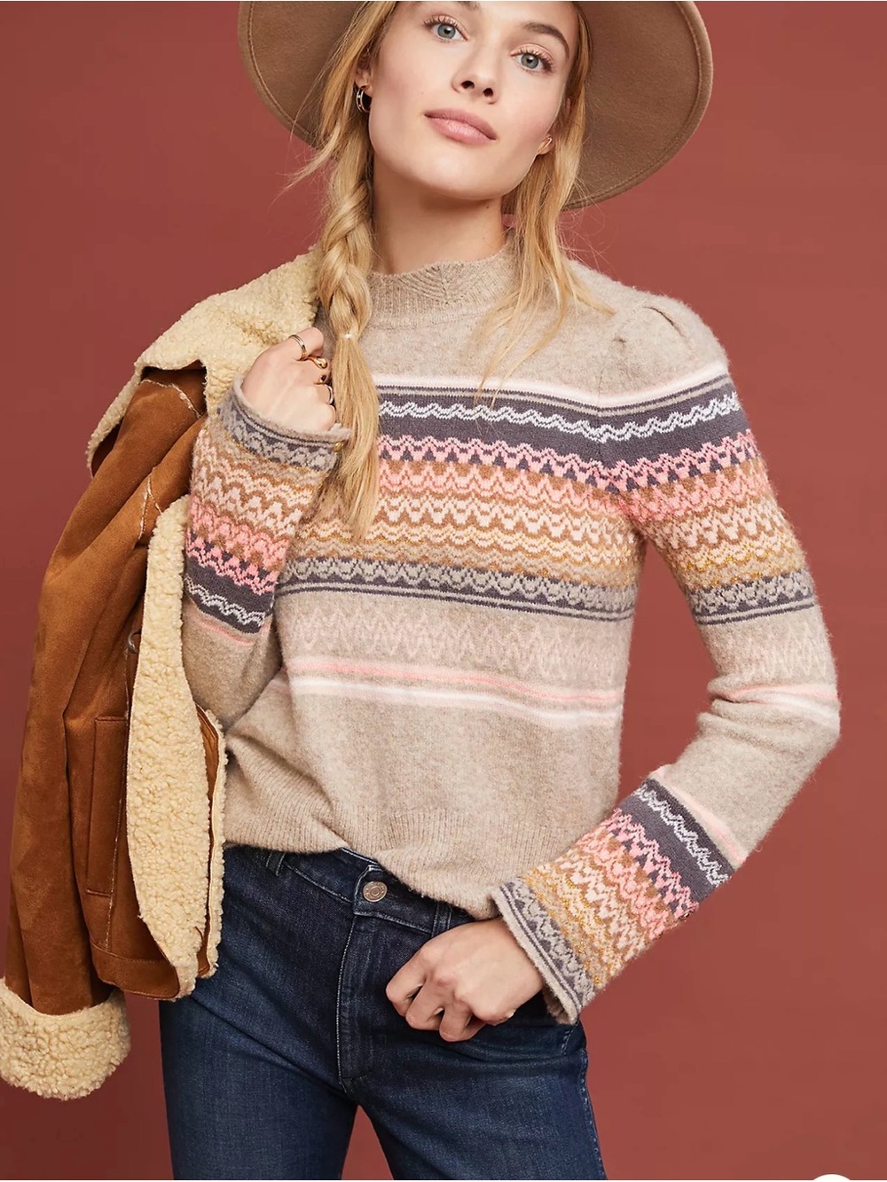 Anthropologie Ett:Twa Fargo Fair Isle Multicolor Wool blend Sweater XS nwt